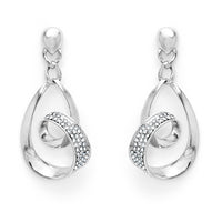 Swirl drop earrings with clear crystals